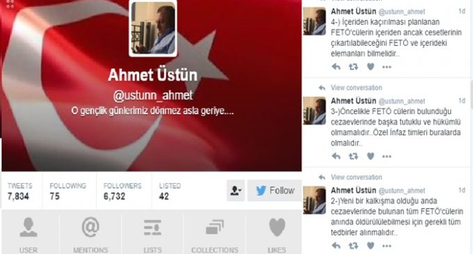 Exército de Erdogan no Twitter pede ao governo que mate todos os simpatizantes de Gulen na cadeia