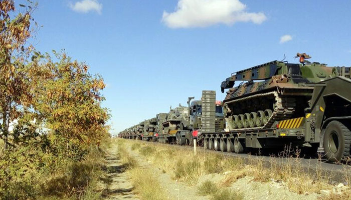 elbeyli fronteira turquia síria veículos blindados tanques movimentação