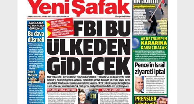 Jornal pró-Erdogan: Turquia poderia expulsar agentes do FBI