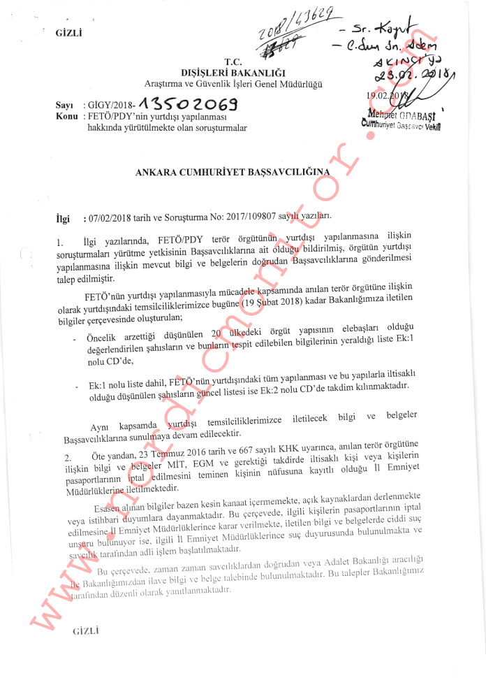 A Embaixada da Turquia nas Filipinas espionou os cidadãos turcos no país e encaminhou a lista de perfis ilegais para Ancara, o que levou ao lançamento de procedimentos judiciais infundados contra eles, informou o Nordic Monitor, citando documentos legais. 